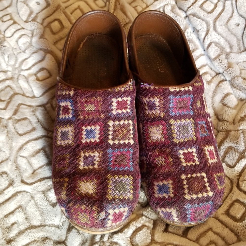 Sanita "granny square" patterned clogs